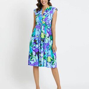 Jude Connally Tess midi dress in Kaleidoscope Iris Floral (Medium)